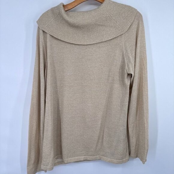 Judith Hart Collection size XL gold Metallic Knit cowl neck Sweater womens - Picture 10 of 10